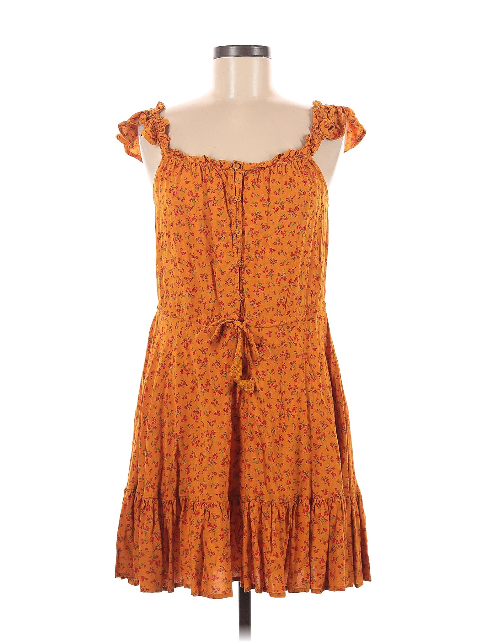 Sofia Jeans 100% Recycled Polyester Floral Burnt Orange Orange Casual ...