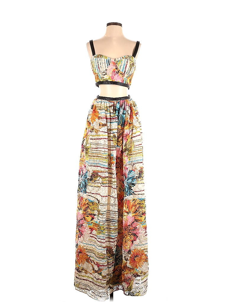 Alice + Olivia Floral Multi Color Yellow Cocktail Dress Size 4 - 85% ...