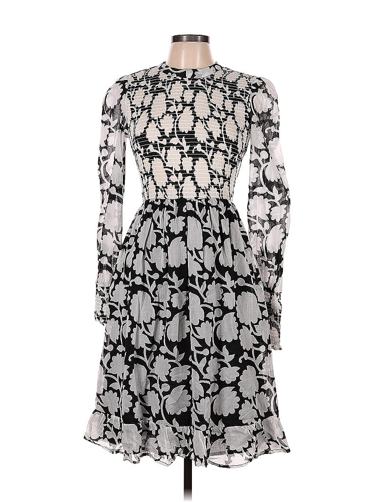 Banjanan 100% Cotton Floral Multi Color Gray Casual Dress Size M - 77% ...