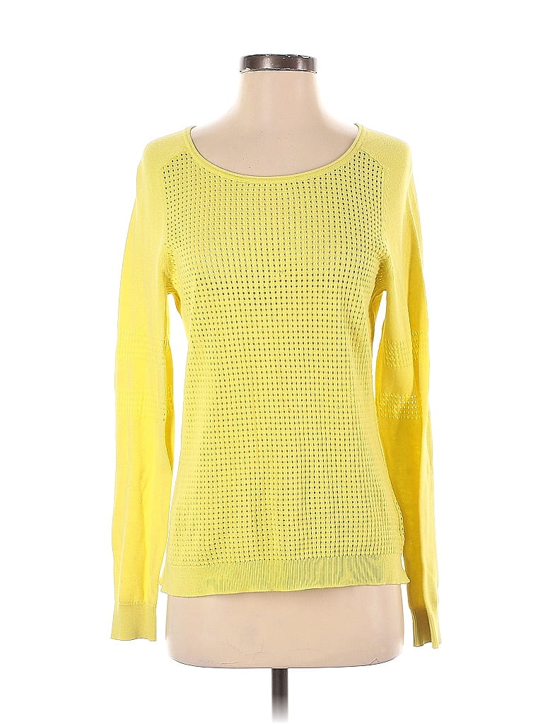 Pre-owned Bela Nyc Long Sleeve Top Yellow Square Neckline Tops