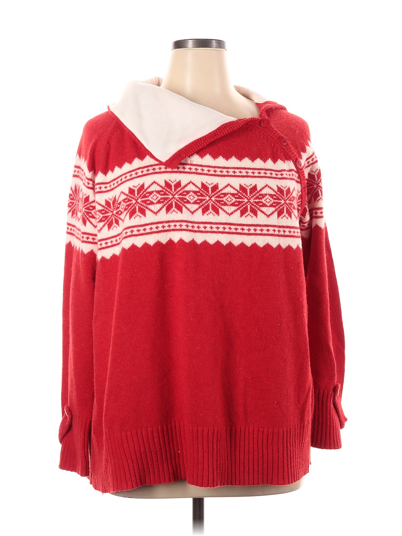 Jones New York Color Block Red Pullover Sweater Size 2X (Plus) - 73% off