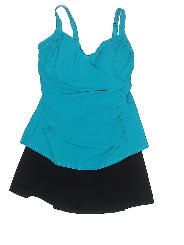 L.L.Bean Color Block Teal Swimsuit Top Size 16 (Tall) - photo 1
