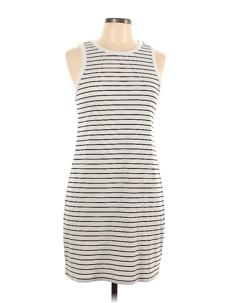 A New Day Stripes Ivory Casual Dress Size L - photo 1