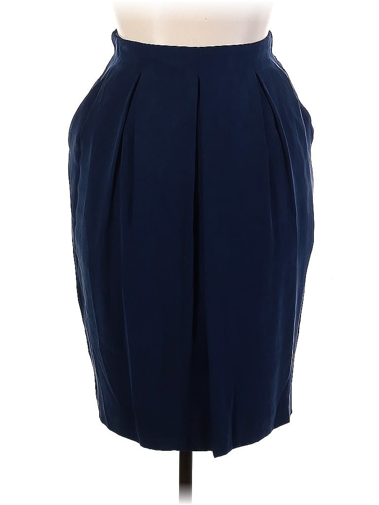 Dana Buchman 100 Silk Solid Navy Blue Silk Skirt Size 14 68 Off Thredup 6037