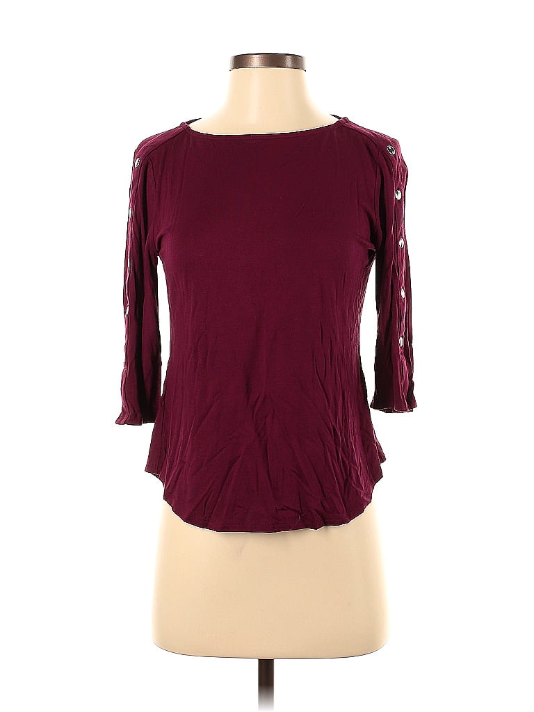 Pre-owned Apt. 9 3/4 Sleeve Top Burgundy Boatneck Tops