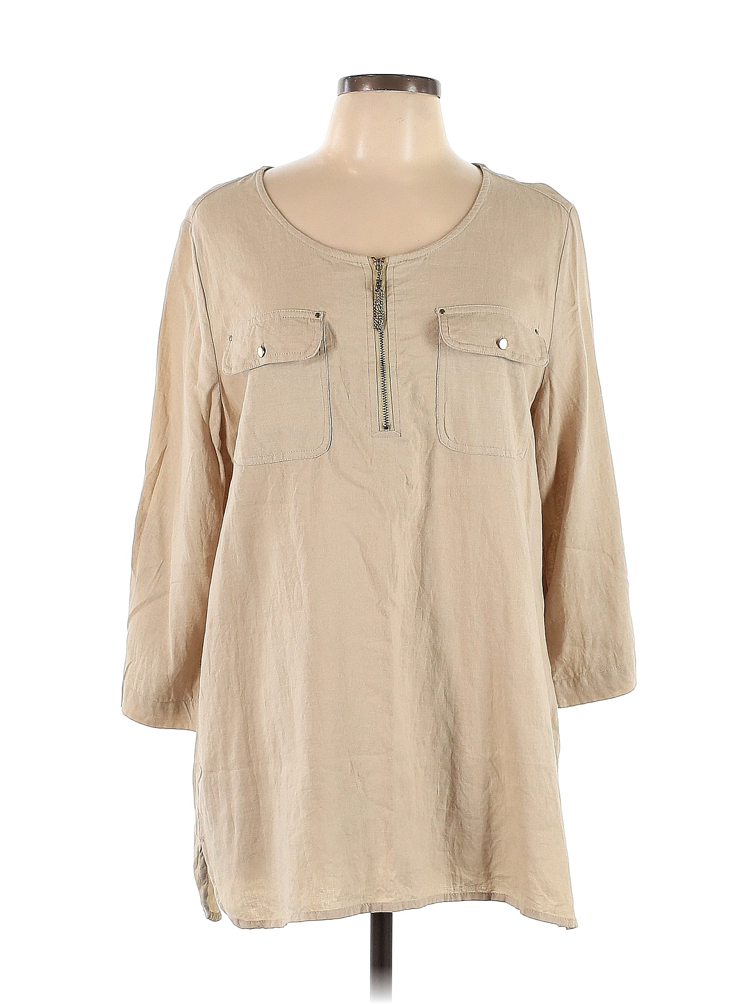 Emily Daniels Solid Tan Long Sleeve Top Size L - 68% off | ThredUp