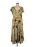 Newport News 100% Rayon Floral Motif Acid Wash Print Batik Camo Green Casual Dress Size 14 - photo 1