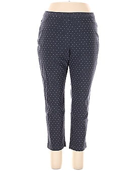 Basic Editions Polka Dots Navy Blue Casual Pants Size 1X (Plus) - 36% off