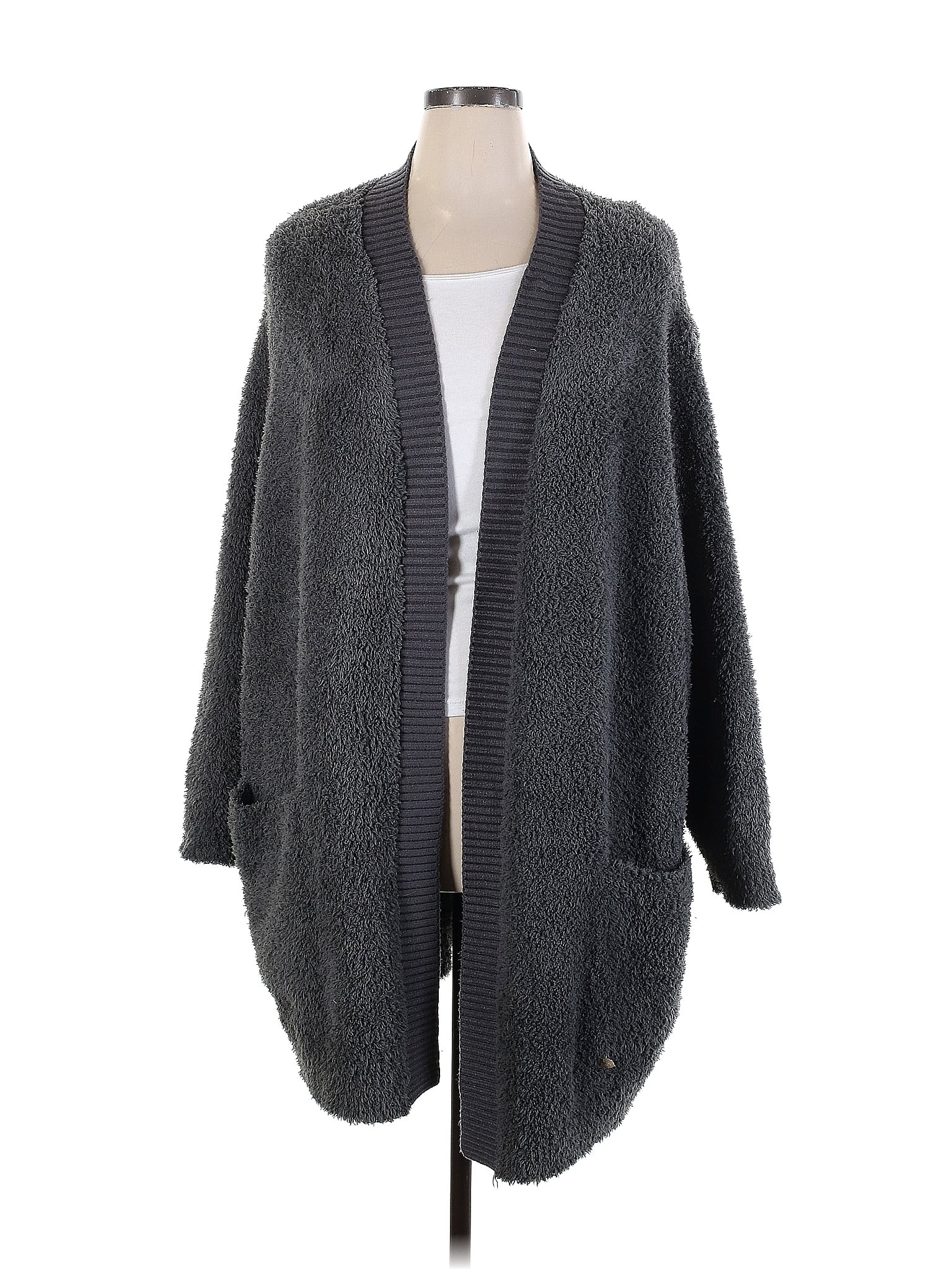 Barefoot Dreams 100 Polyester Color Block Solid Gray Cardigan Size 3x