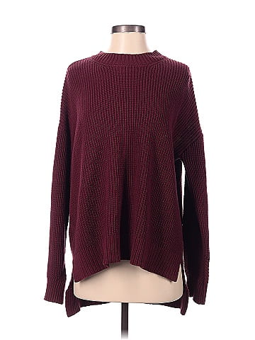 BCBGMAXAZRIA Color Block Solid Burgundy Sweatshirt Size XS 77