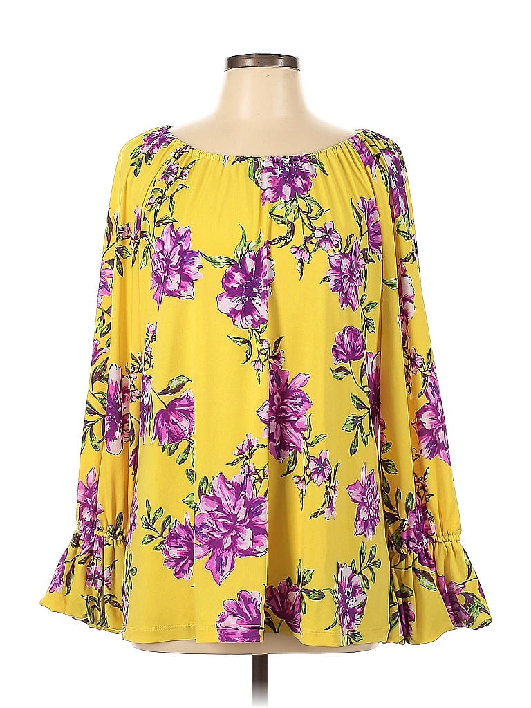 Susan Graver Yellow Long Sleeve Blouse Size L 73 Off Thredup