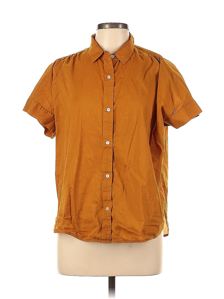 Everlane Brown Short Sleeve Button Down Shirt Size L 40 Off Thredup