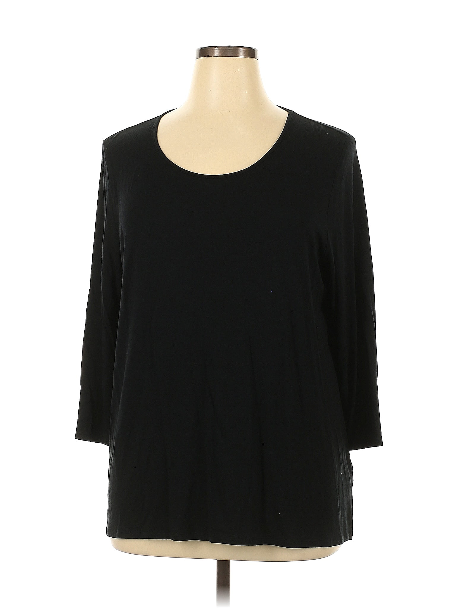 J.Jill Solid Black Long Sleeve T-Shirt Size 4X (Plus) - 35% off