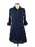 Navy 100% Cotton Blue Casual Dress Size M - photo 1
