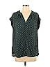 Pleione 100% Polyester Polka Dots Stars Teal Short Sleeve Blouse Size S - photo 1