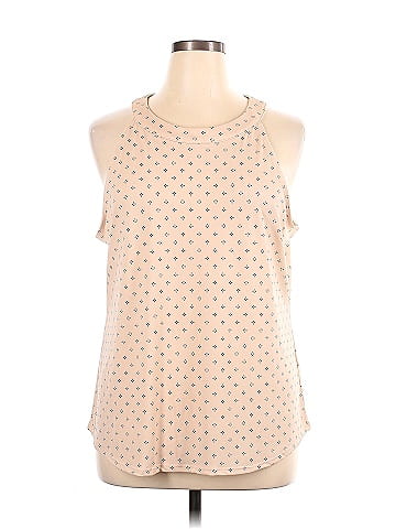 Adrianna Papell Polka Dots Tan Sleeveless Blouse Size XL 76 off