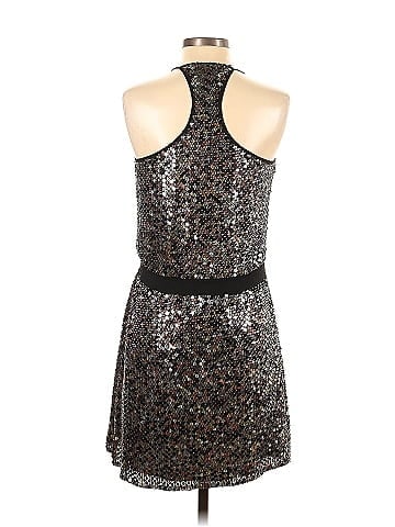 Parker 100% Silk Leopard Print Silver Cocktail Dress Size XS - 82