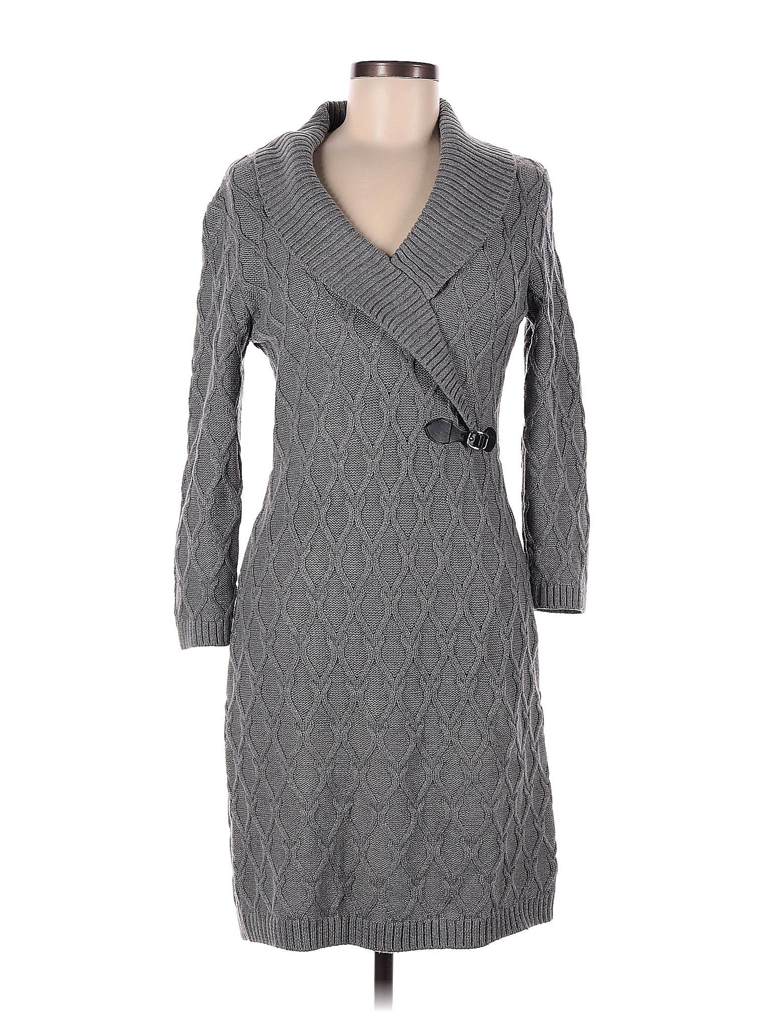 Calvin Klein Solid Gray Casual Dress Size M 68 Off Thredup