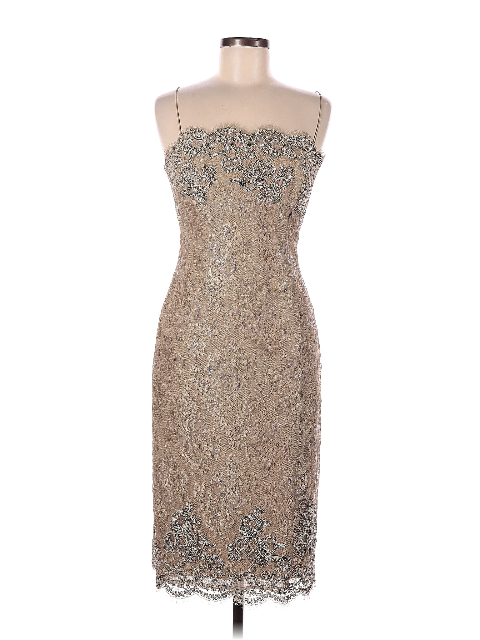 Carmen Marc Valvo Signature Peach Floral Pattern, Beaded Sequin 2-Piece Skirt Suit Set, Women's Size 10 main image 1