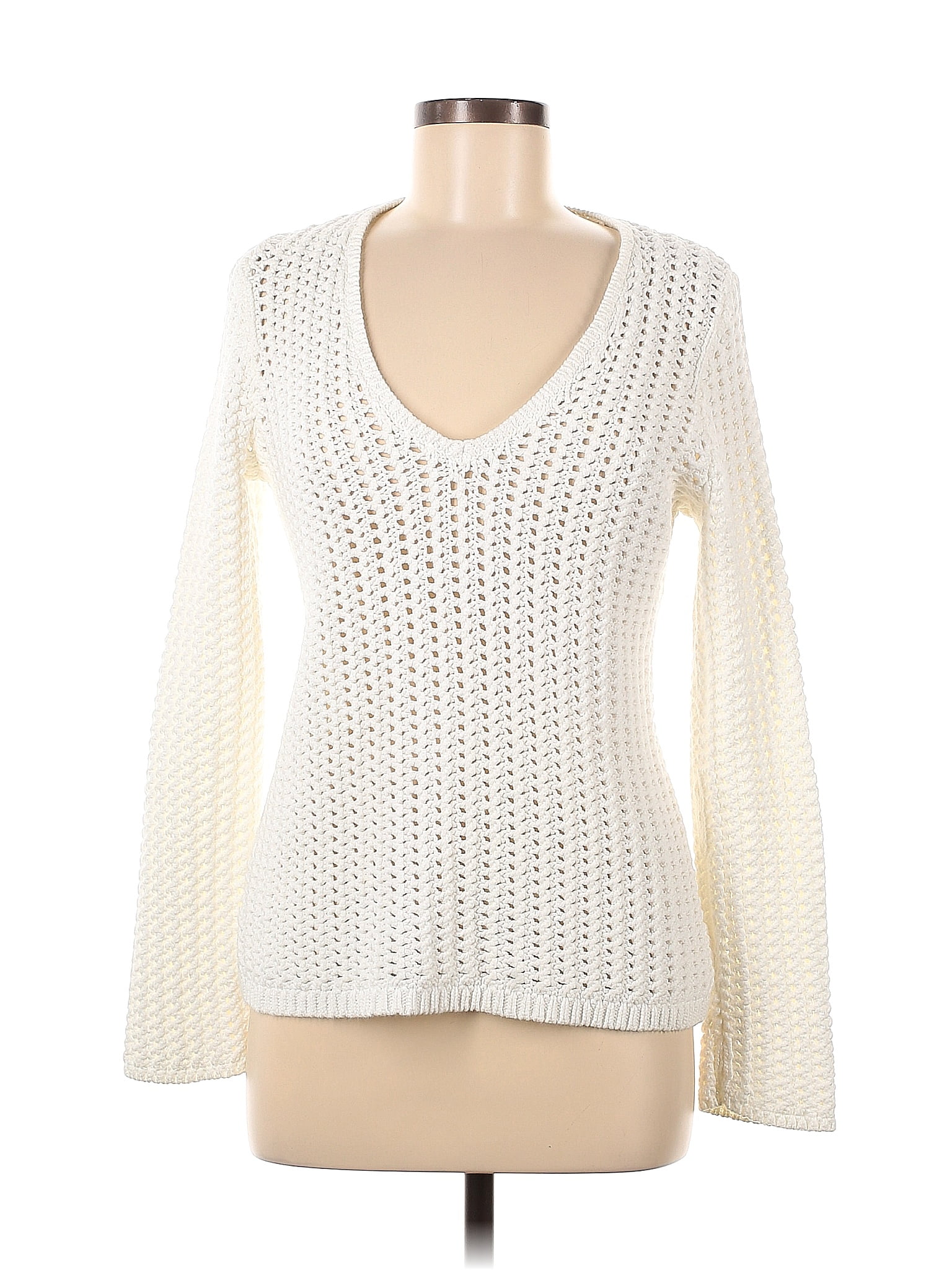 Ann Taylor LOFT 100% Cotton Color Block White Pullover Sweater Size M ...