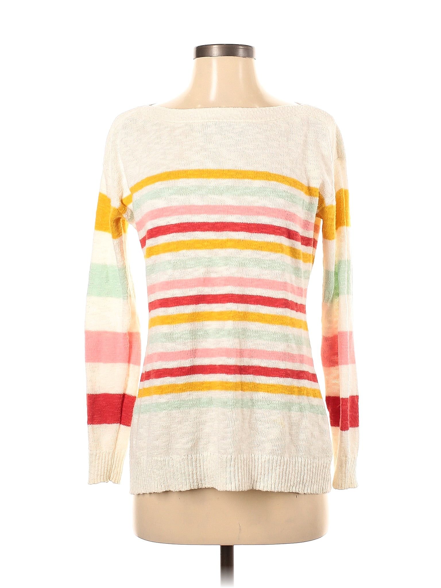 Talbots Color Block Stripes Ivory Pullover Sweater Size S - 74% off