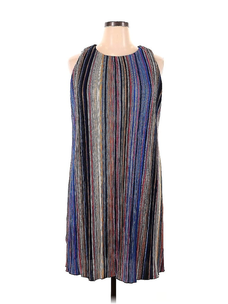 Ronni Nicole 100% Polyester Stripes Marled Blue Casual Dress Size 14 - photo 1
