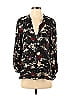 Parker 100% Silk Floral Black Long Sleeve Silk Top Size XS - photo 1