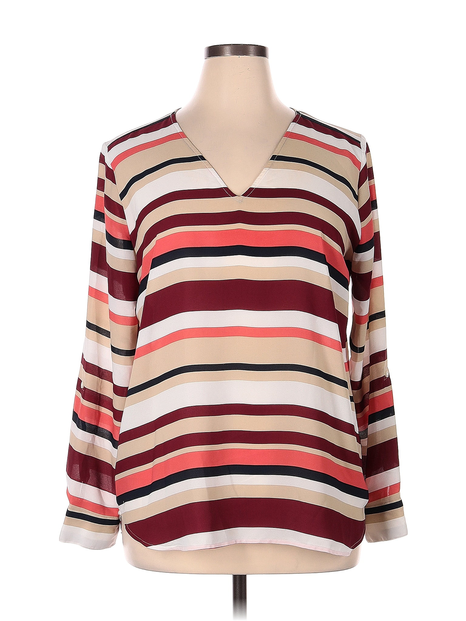 Ann Taylor Factory 100% Polyester Color Block Stripes Multi Color ...