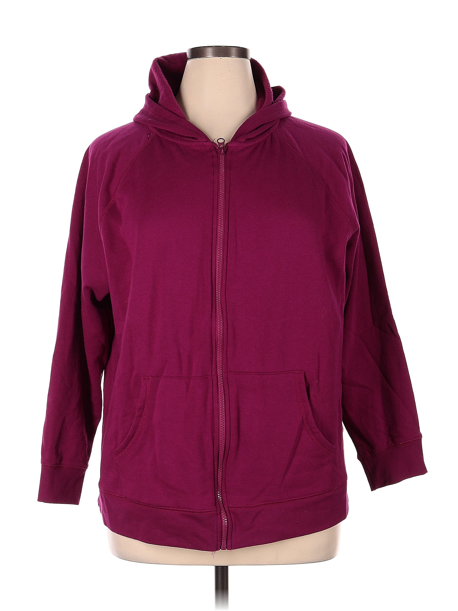 Terra & Sky Solid Burgundy Zip Up Hoodie Size 1X (Plus) - 28% off | ThredUp