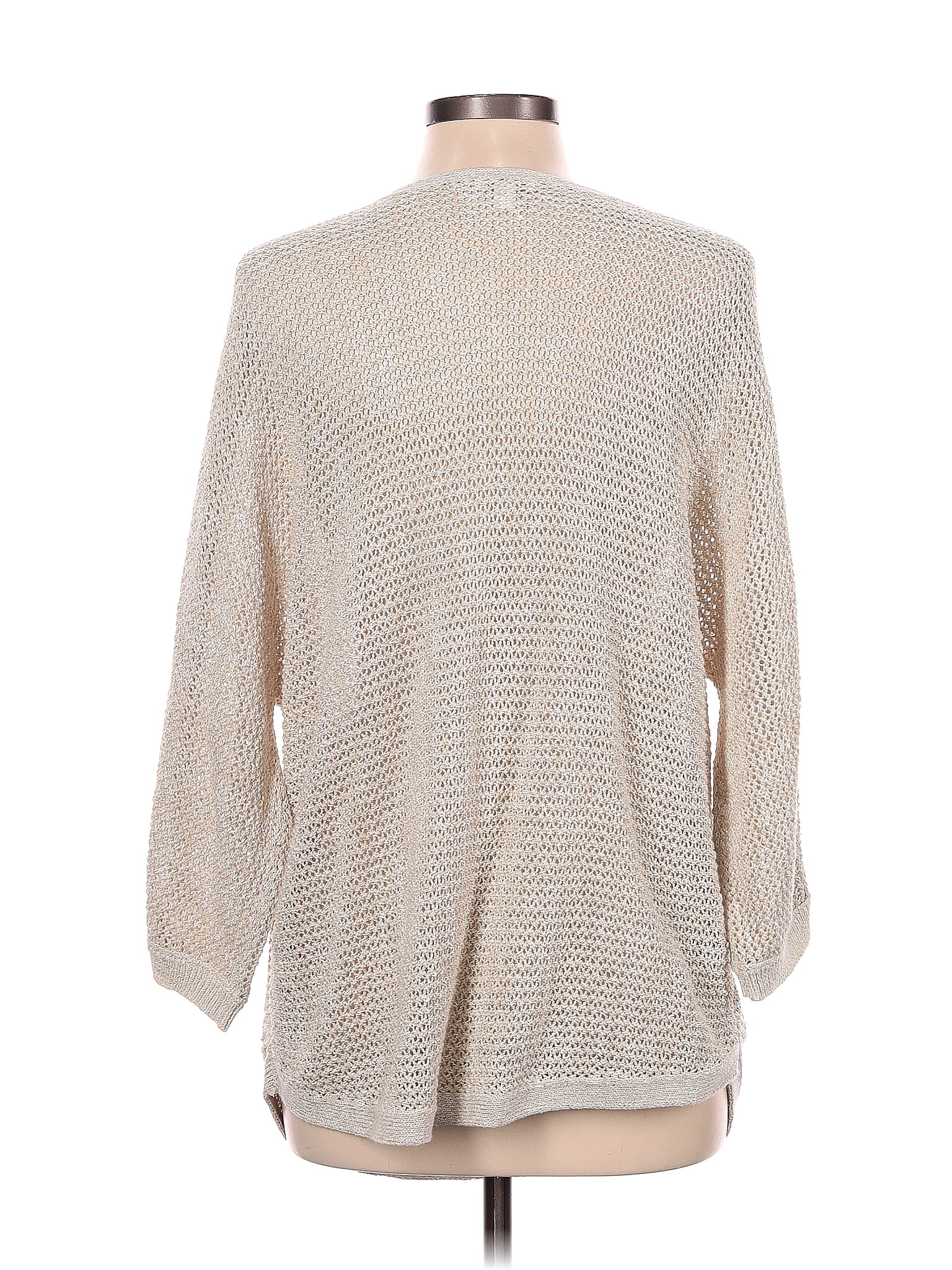 J.Jill Color Block Solid Tan Silver Pullover Sweater Size L (Tall