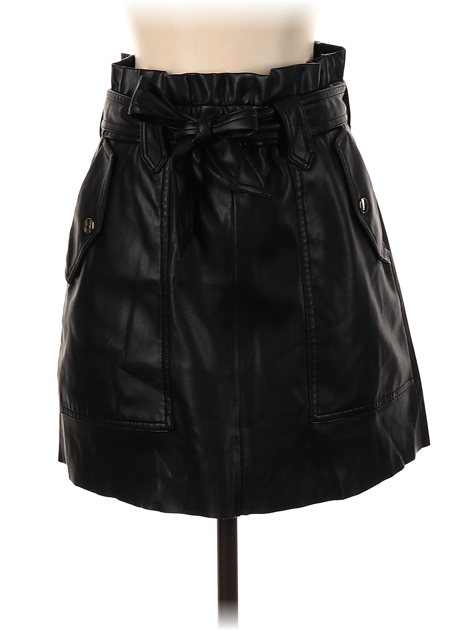 Zara 100% Polyurethane Solid Black Faux Leather Skirt Size XS - 52% off ...