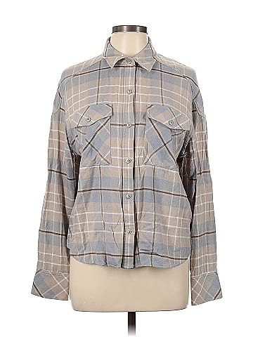 Rag Bone Plaid Gray Long Sleeve Button Down Shirt Size L 80