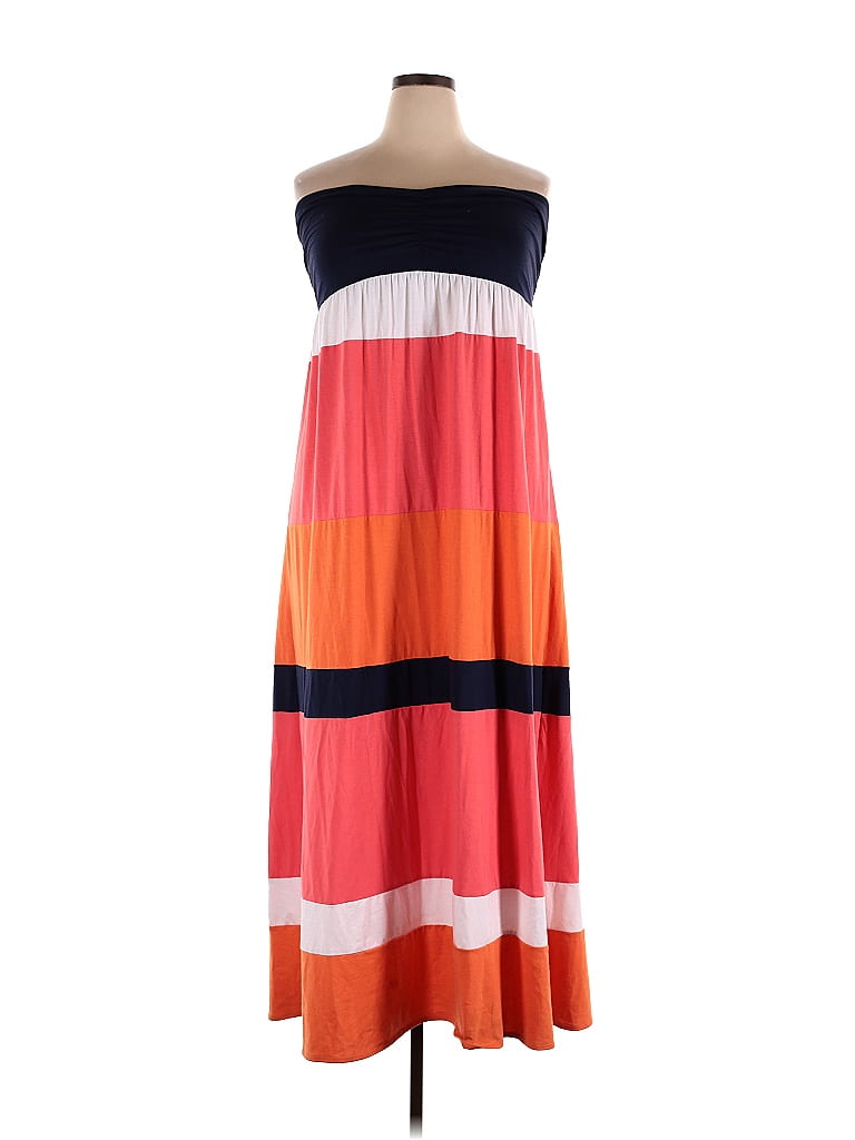 Torrid Stripes Multi Color Orange Casual Dress Size 2X Plus (2) (Plus ...
