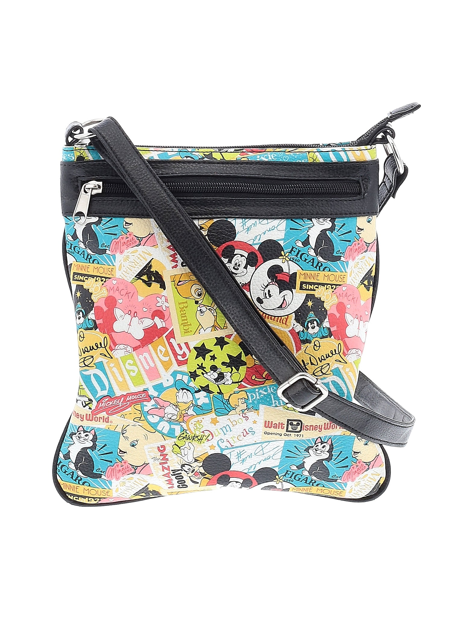 Disney Parks 100 Synthetic Graphic Multi Color Yellow Crossbody Bag