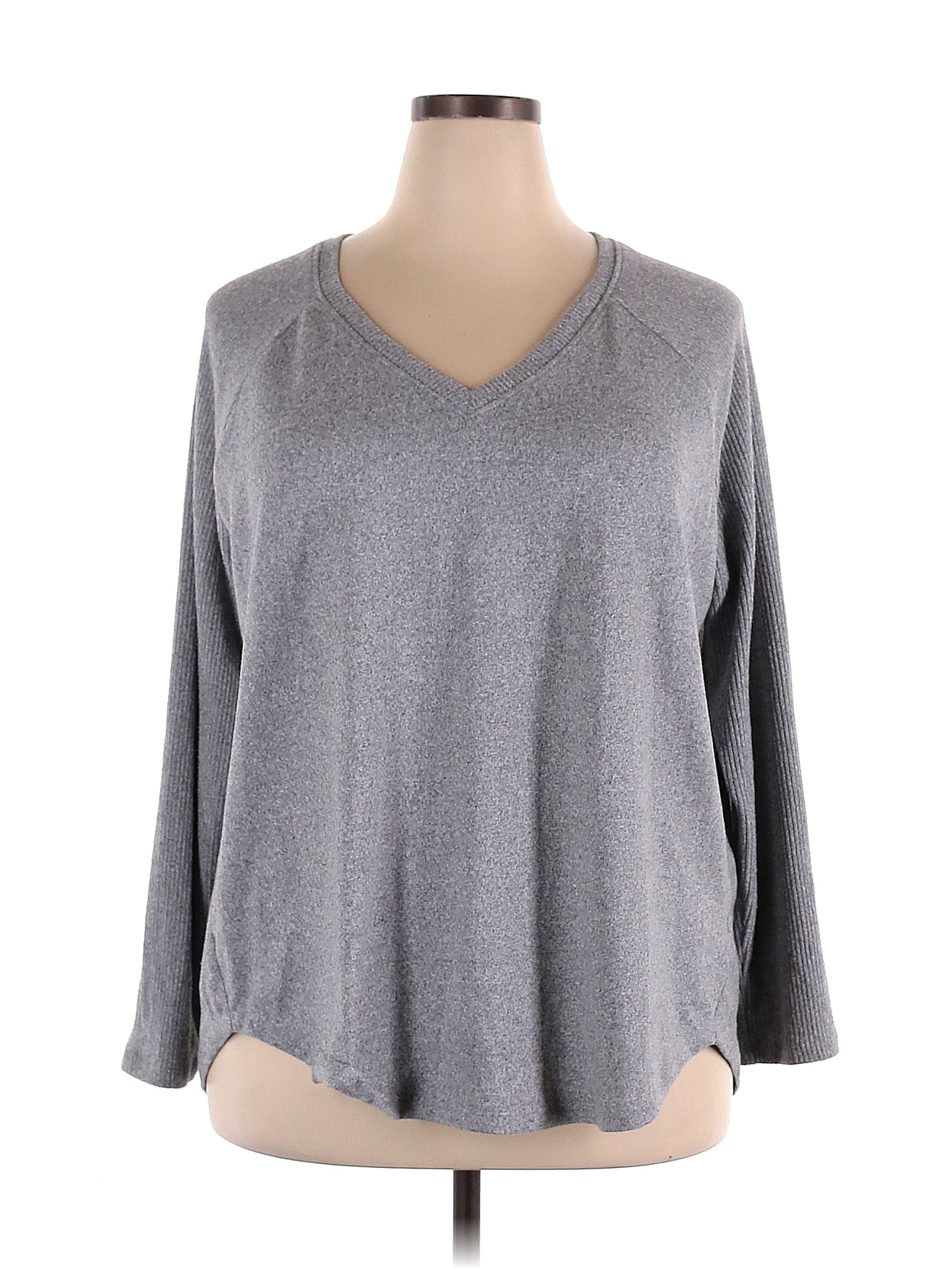 Terra & Sky Color Block Gray Pullover Sweater Size 2X (Plus) - 28% off ...