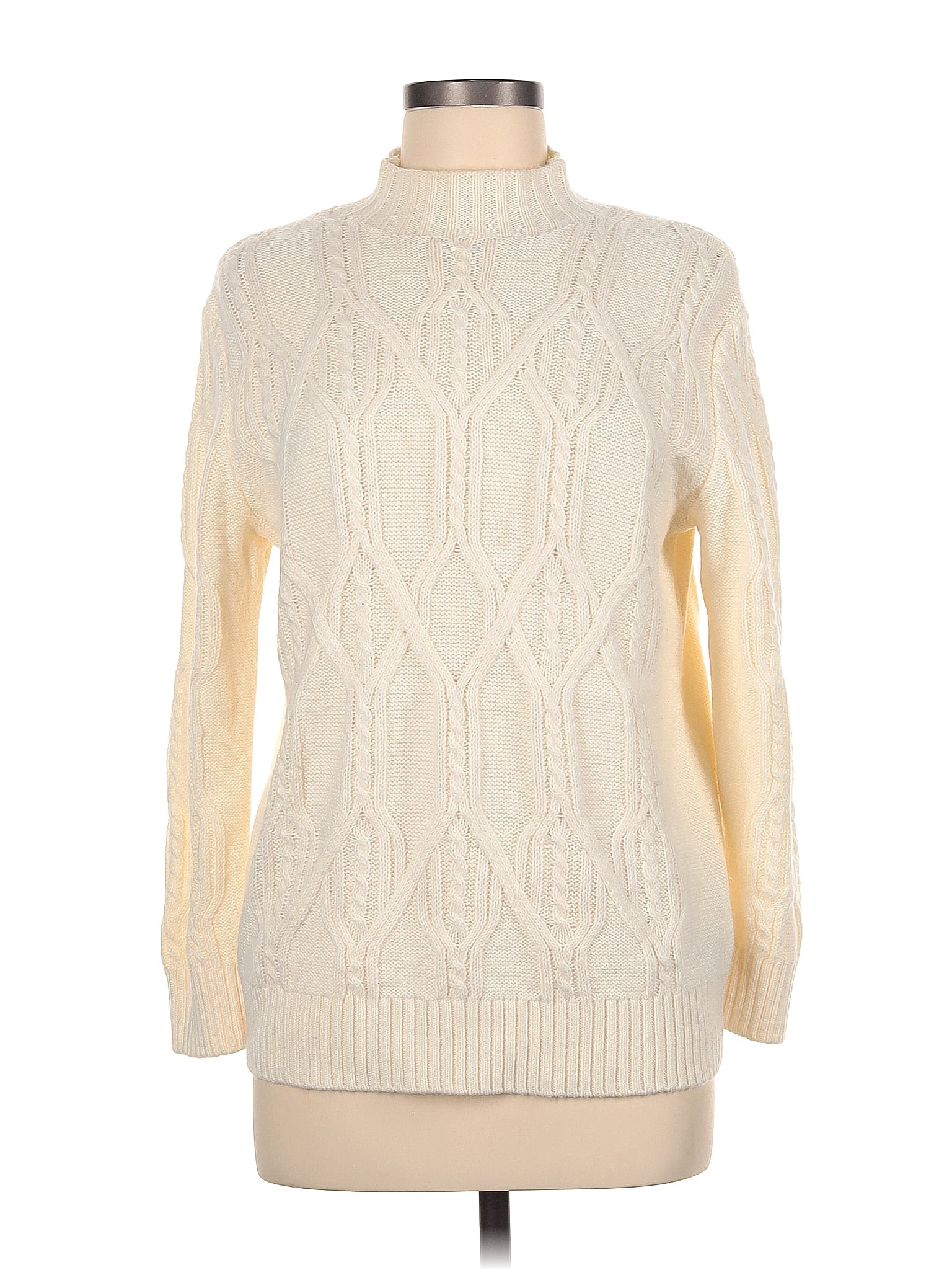 Banana Republic Color Block Solid Ivory Pullover Sweater Size M (Petite) -  74% off