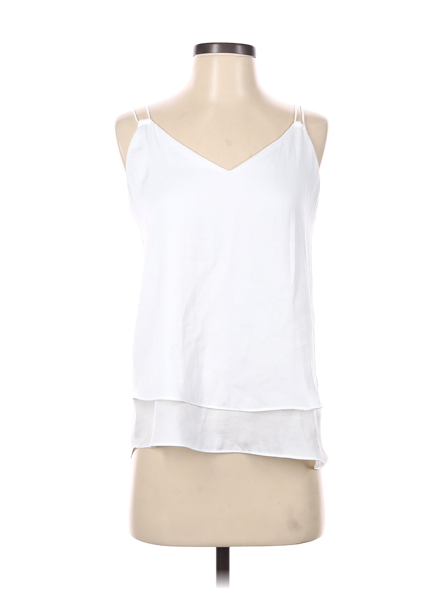 Naked Zebra Polyester Color Block Solid White Sleeveless Blouse