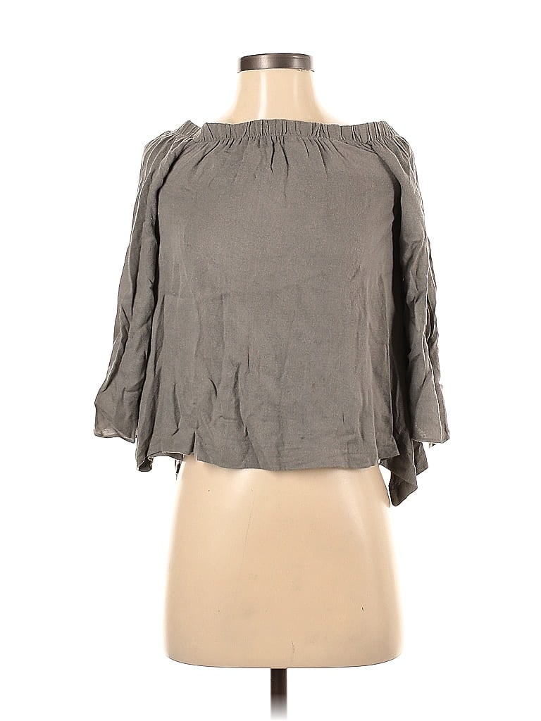 Pre-owned Olivaceous 3/4 Sleeve Blouse In Gray