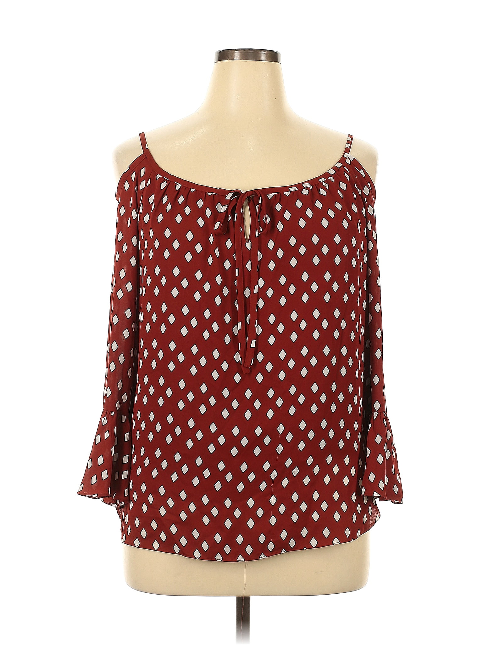 Inc International Concepts 100 Polyester Polka Dots Brown Burgundy