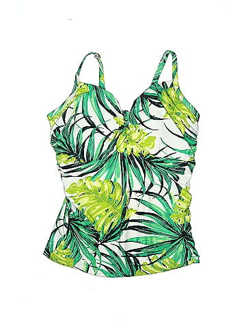 Swim by Cacique Tropical Multi Color Green Swimsuit Top Size 1X