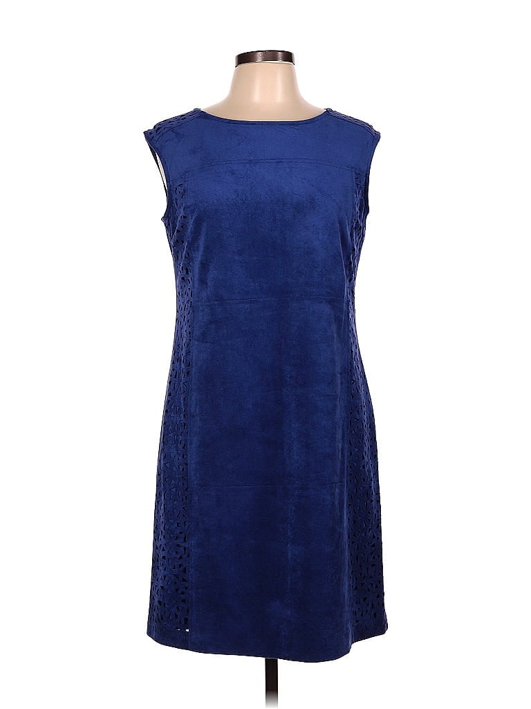 Julia Jordan Solid Jacquard Blue Casual Dress Size 10 - photo 1