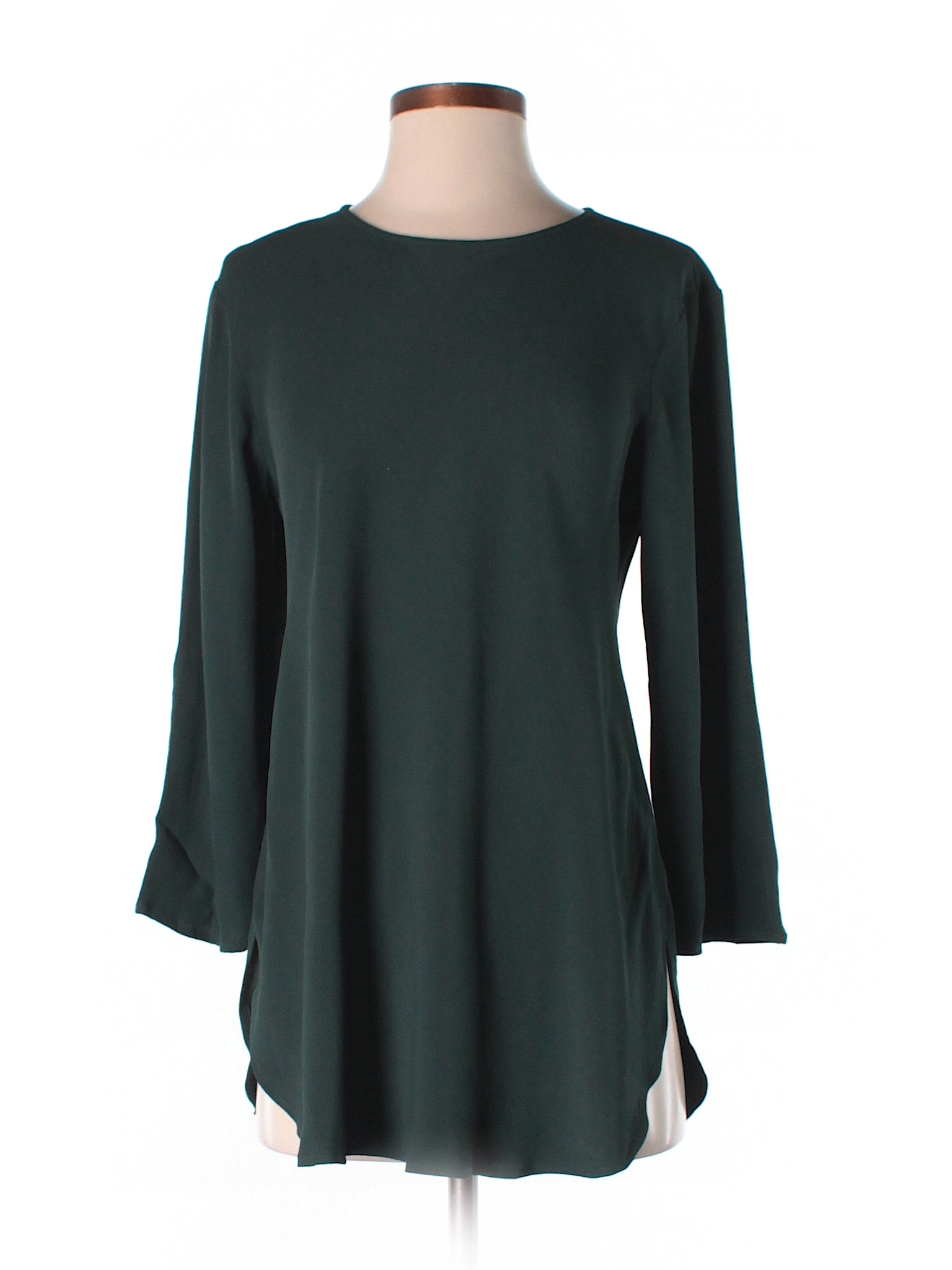 Ann Taylor 100% Viscose Solid Dark Green 3/4 Sleeve Blouse Size 4 - 65% ...