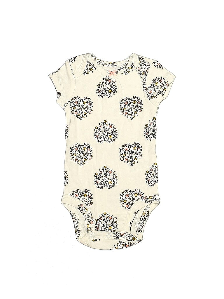 Pre-owned Carter's Babies' Short Sleeve Onesie In White