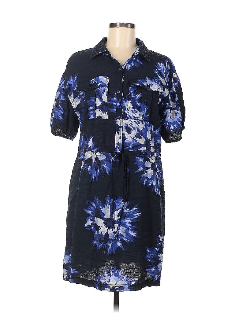 Simply Vera Vera Wang Acid Wash Print Batik Tie-dye Blue Cocktail Dress Size M - photo 1