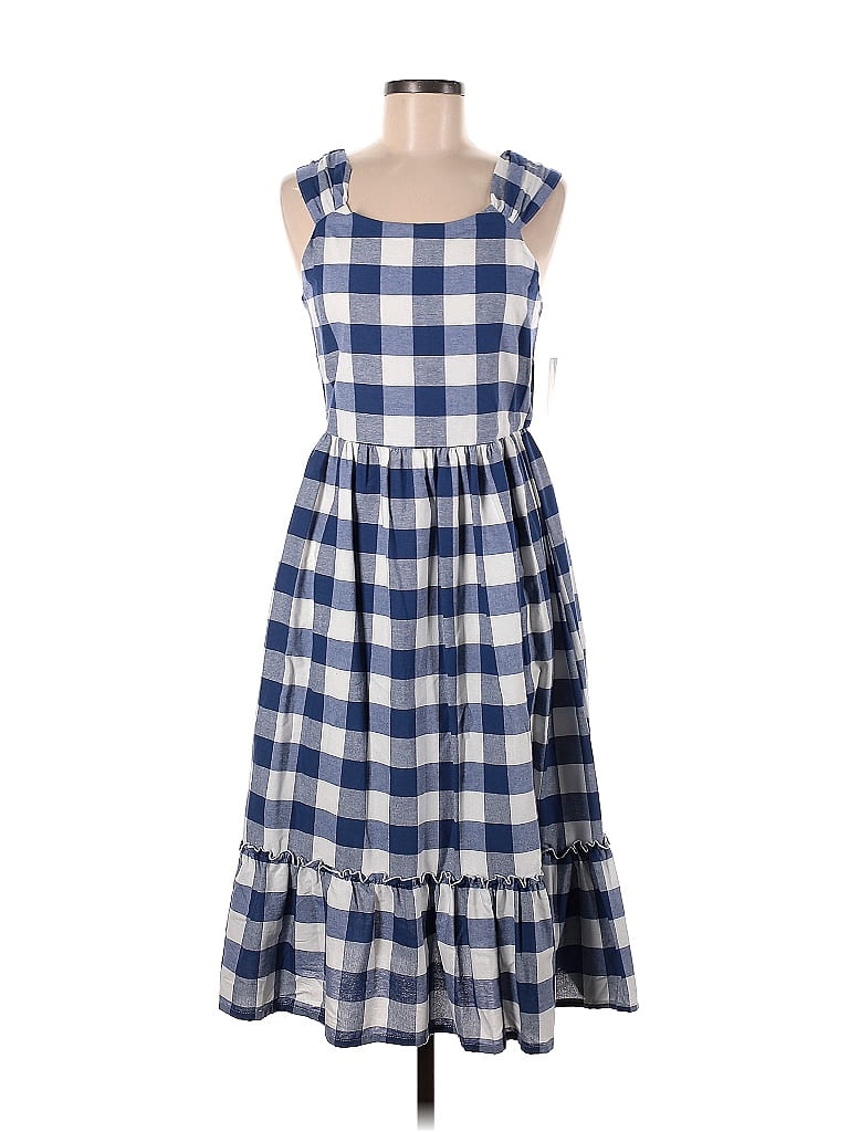Assorted Brands Checkered-gingham Plaid Blue Casual Dress Size M - photo 1