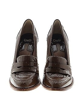 D&G Dolce & Gabbana Patent Leather Loafer With Gold Heels (view 2)