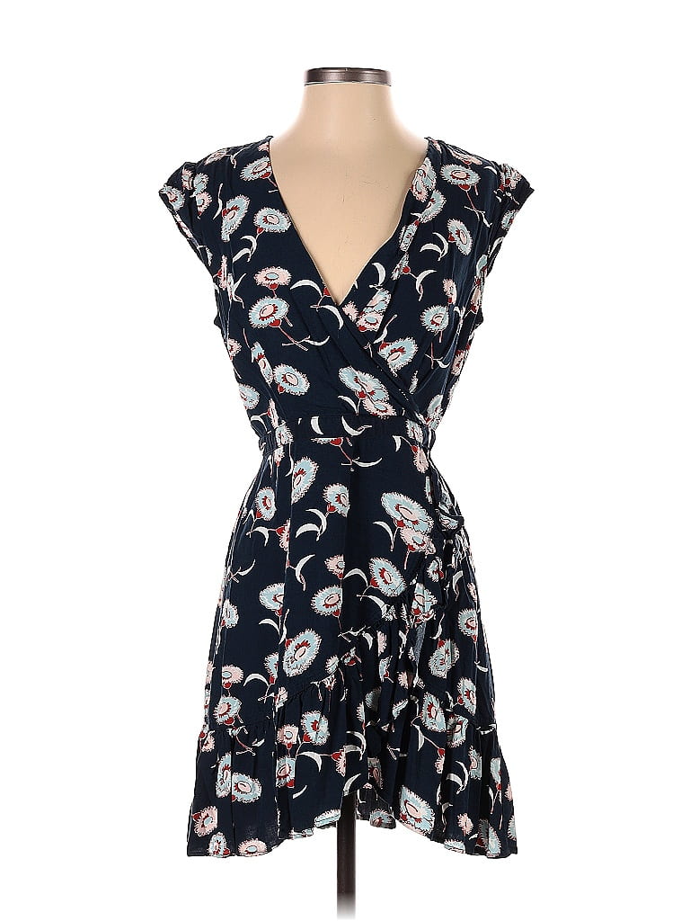 J.Crew Mercantile 100 Viscose Floral Blue Casual Dress Size 2 78