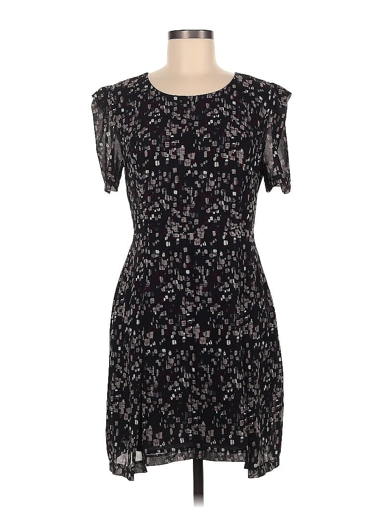 Forever 21 Contemporary 100% Polyester Jacquard Marled Floral Motif Acid Wash Print Damask Paisley Brocade Black Casual Dress Size M - photo 1