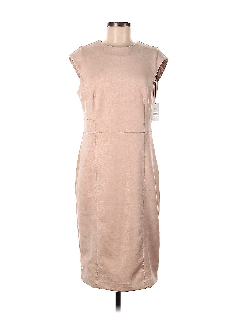 Ann Taylor 100% Polyester Solid Tan Casual Dress Size 10 - photo 1