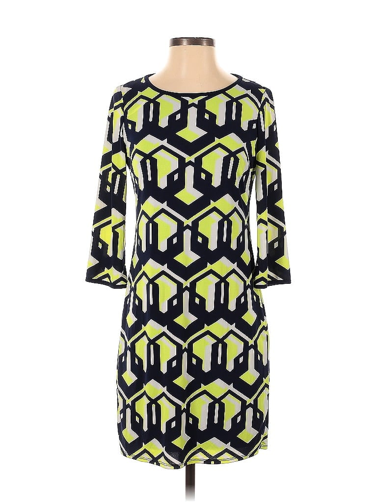 Laundry by Shelli Segal Argyle Graphic Green Casual Dress Size 0 - photo 1